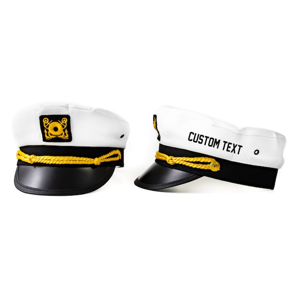 Texto personalizado UNISEX Capitán HAT, Gorra de marinero náutica ajustable, Favor de despedida de soltera, Sombrero de capitán personalizado, Regalo para él