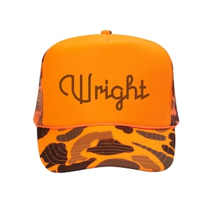 CUSTOM TEXT Five Panel Foam and Mesh CamoTrucker Hat- Custom Headwear- Custom Camouflage Trucker Hats- Personalize Unisex Hat Adjustable