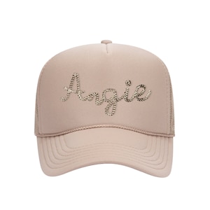 Custom Embroidered Western Rodeo Rope Script Font Trucker Hat, Cowgirl Bachelorette Party Hats, Personalized Group Matching Hat Tan Snapback