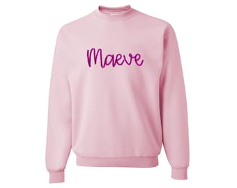 Sudadera holgada de gran tamaño con texto personalizado en rosa suave y rosa - UNISEX Sudadera holgada personalizada y acogedora que usted diseña