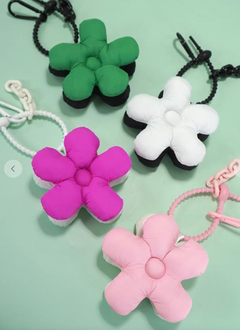 Personalized Puff Flower Bag Charm Keychain, Custom Monogram Puffy ...