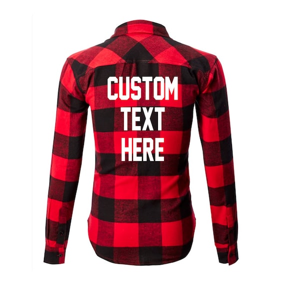 CUSTOM TEXT Mens Black and Red Buffalo Plaid Long Sleeve Button up Shirt Customize Your Own Plaid Shirt Personalized Mens Plaid Shirt Etsy UK