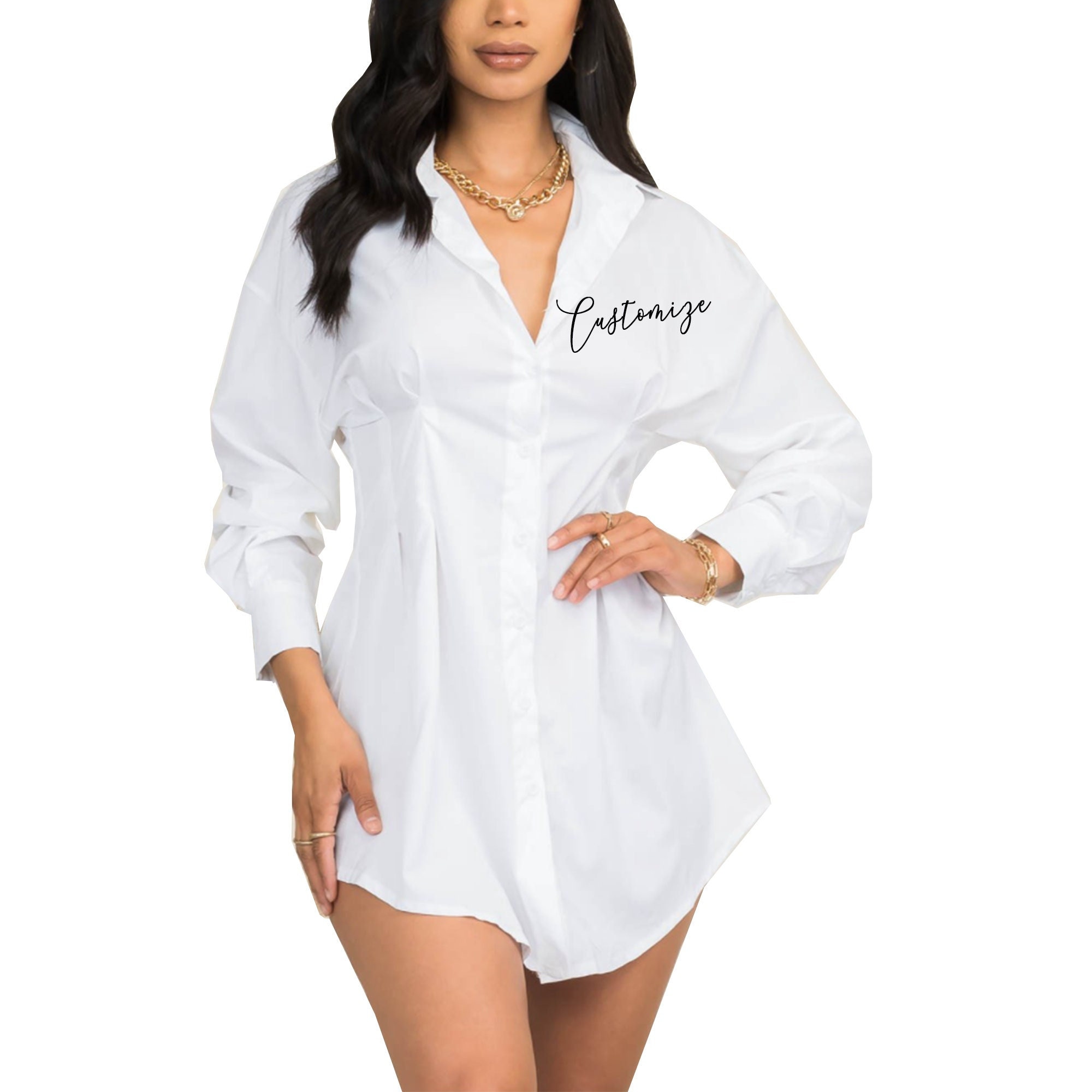 【関税＆送料込み】Off-White X-Ray-Print Silk Shirt Dress Personalized White Button up Shirt Dress, Custom Text