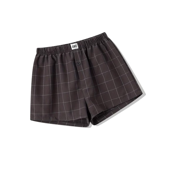 Personalized Monogram Womens Checkered Boxer Shorts