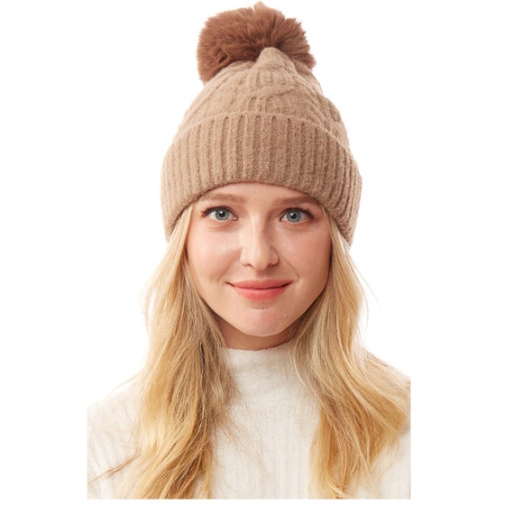 Custom Embroidered Cable Knit Beanie, White Tan or Navy  display picture 2