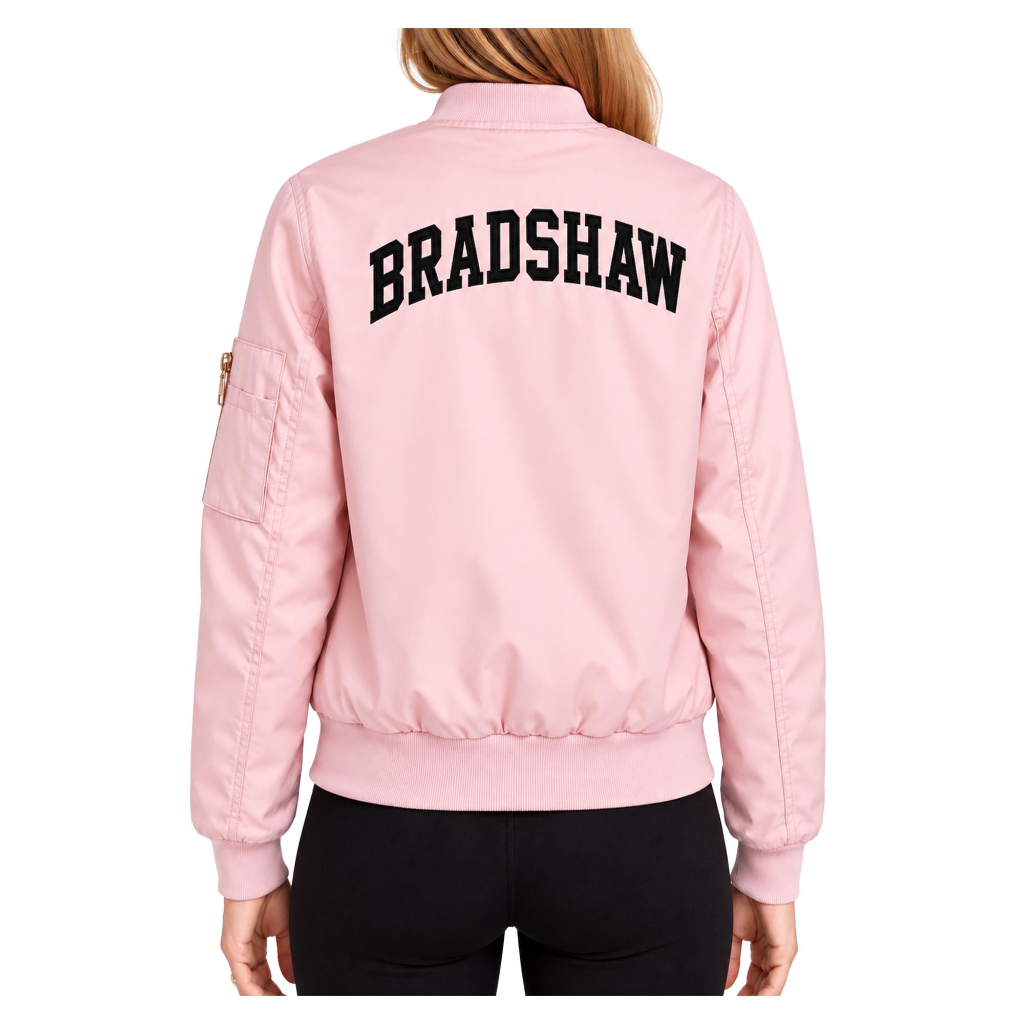 WOMENS CUSTOM Pink Cargo Lightweight Bomber Jacket- Long Sleeve