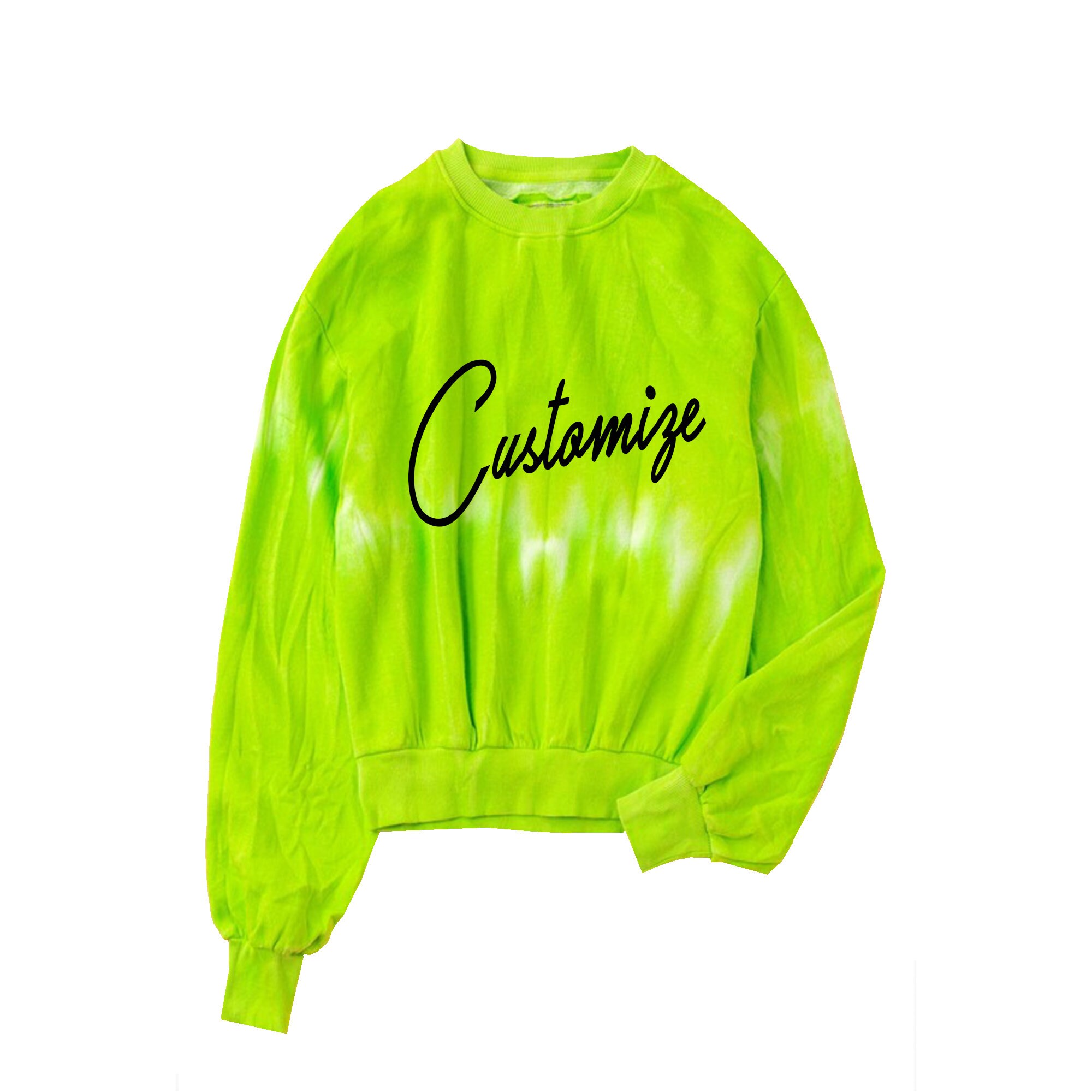 Personalized Lime Green Cropped Tie Dye Sweatshirt Custom - Etsy