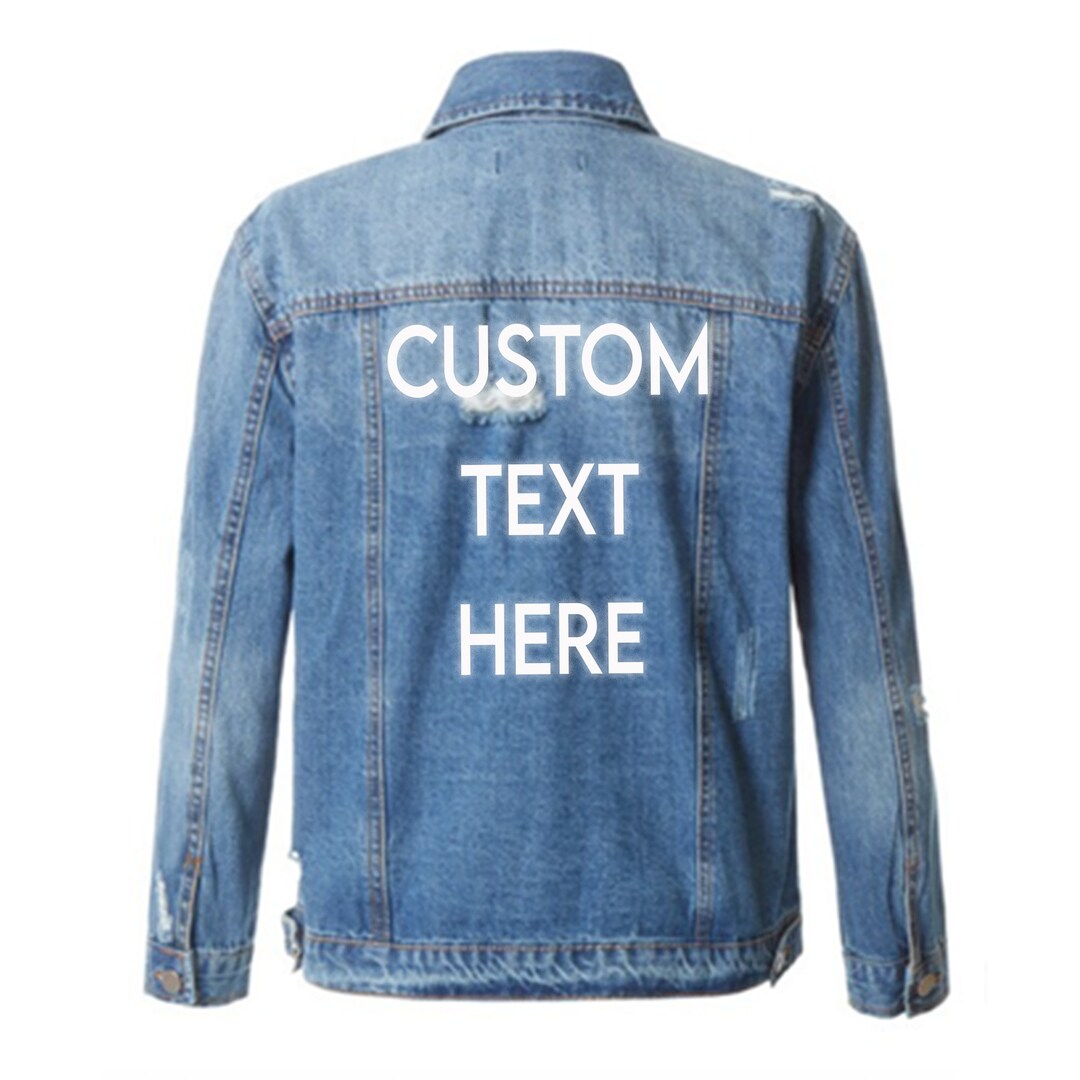 CUSTOM TEXT Oversized Denim Jacket Mid-wash Vintage Inspired - Etsy