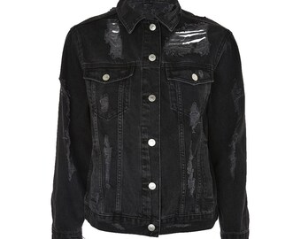 CUSTOM TEXT Oversized Black Denim 