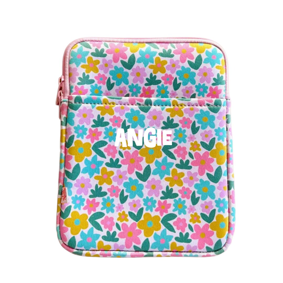 Personalized Bright Floral Book E-reader Neoprene Sleeve Pouch, Custom ...