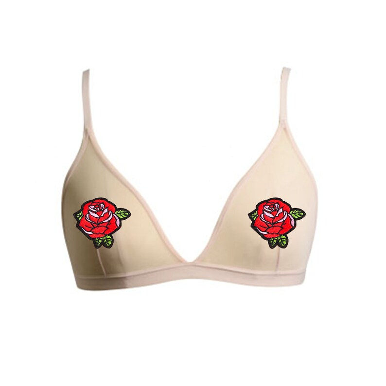 Sheer Mesh Bralette Red Rose Pasties Black Sheer Bralette - Etsy