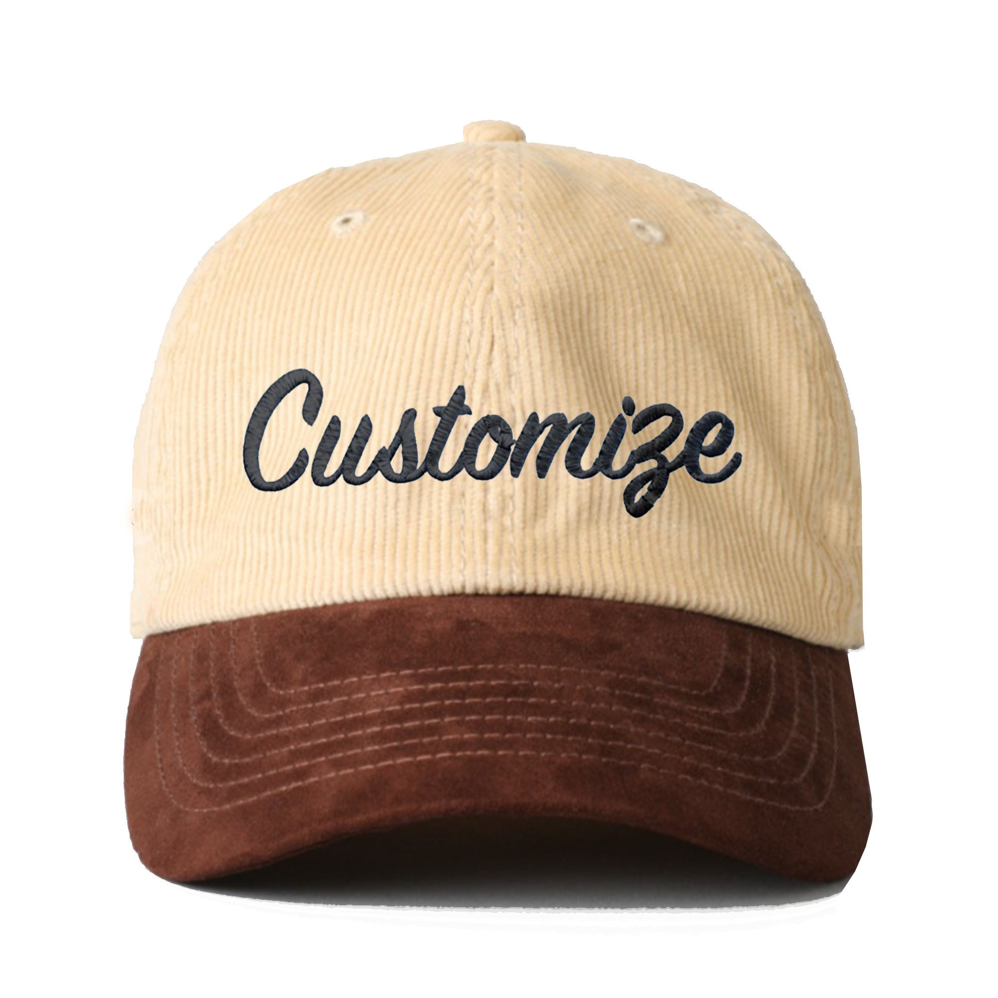 Customized Two Tone Suede Corduroy Baseball Hat, Unisex Relaxed