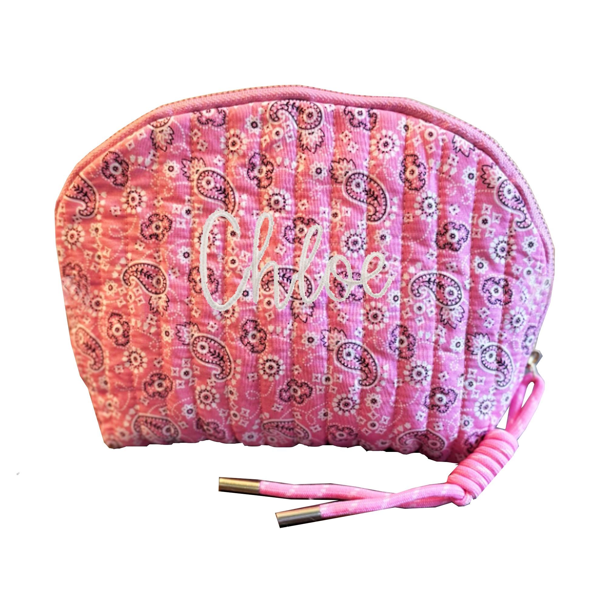 Personalized Embroidered Paisley Bandana Print Cosmetic Bag, Customized