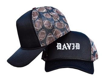 Custom Text Football Trucker Hat, Personalized Deluxe Football Sports Game Day Hat, Gift for Sports Fan, Team Trucker Hats, Tailgate Apparel