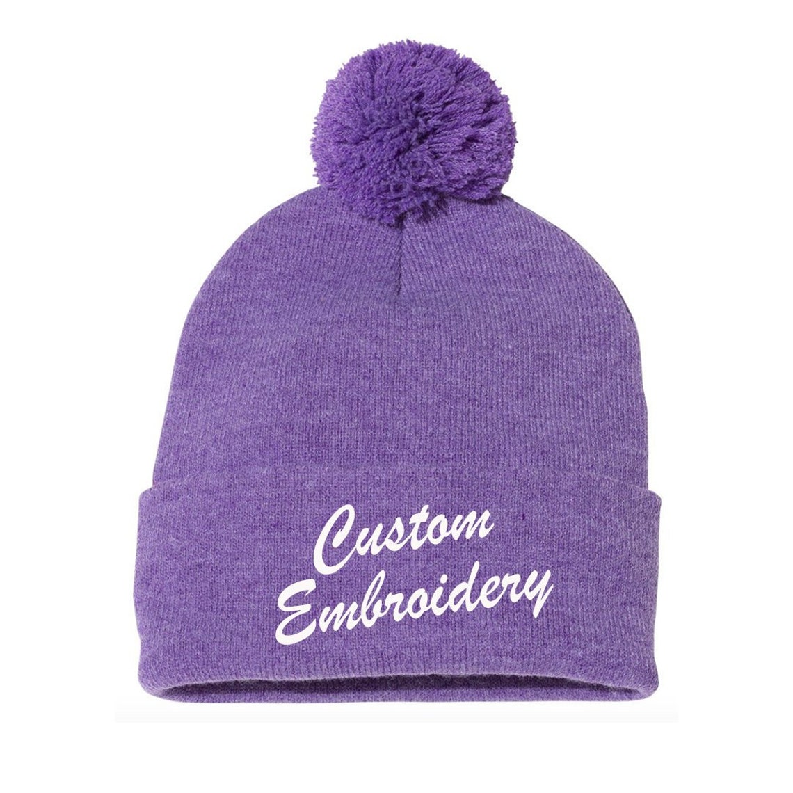 Custom Pom Pom Beanie Personalized Embroidered Beanieunisex Etsy