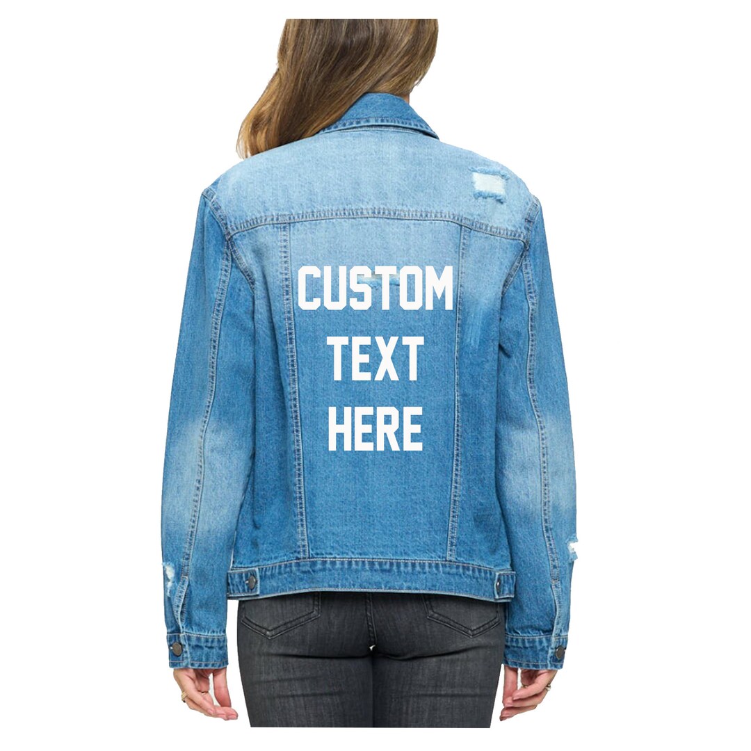 CUSTOM TEXT Oversized Denim Jacket Mid-wash Vintage Inspired - Etsy