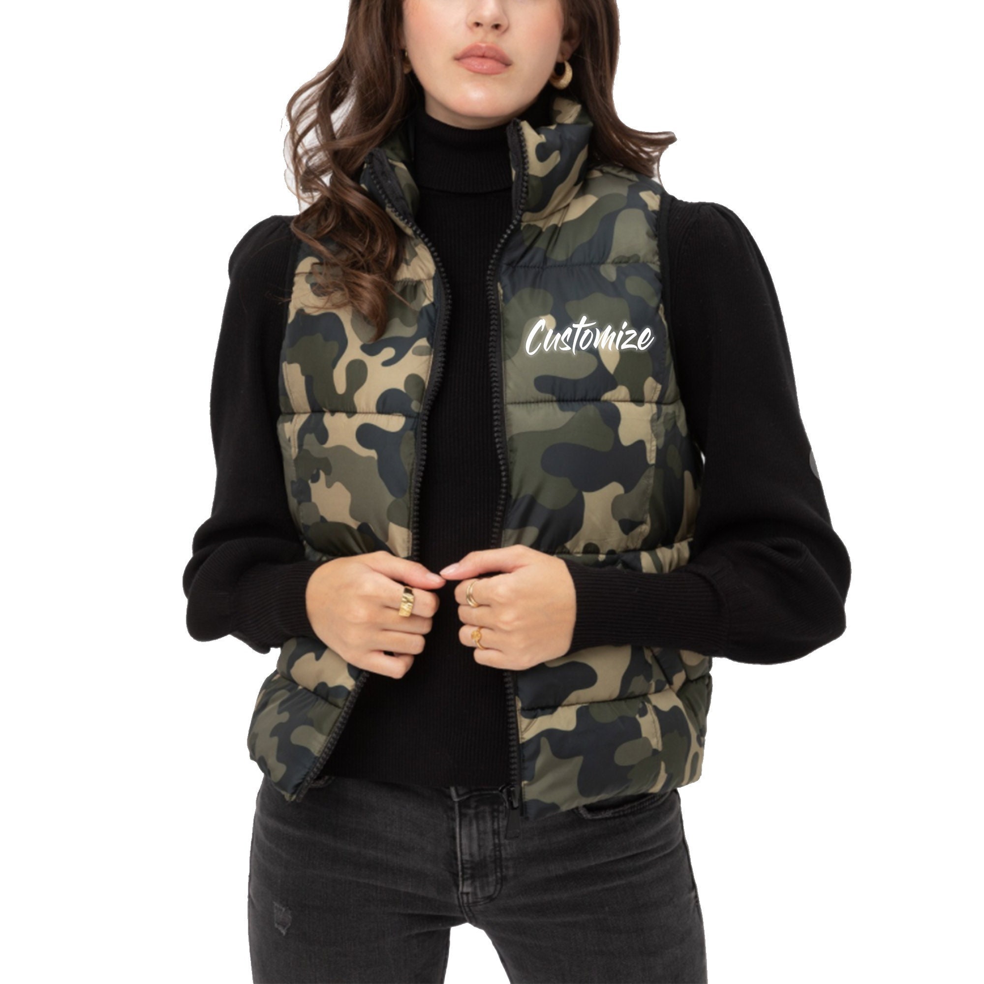 Aangepaste tekst Camo Puffer Monogram Camouflage Padding Etsy Nederland