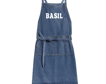 Customized Denim Light or Dark Wash Apron, Artist Cooking Personalized Embroidered Apron, Chef Painting Baking Gift, Hostess Gift Idea