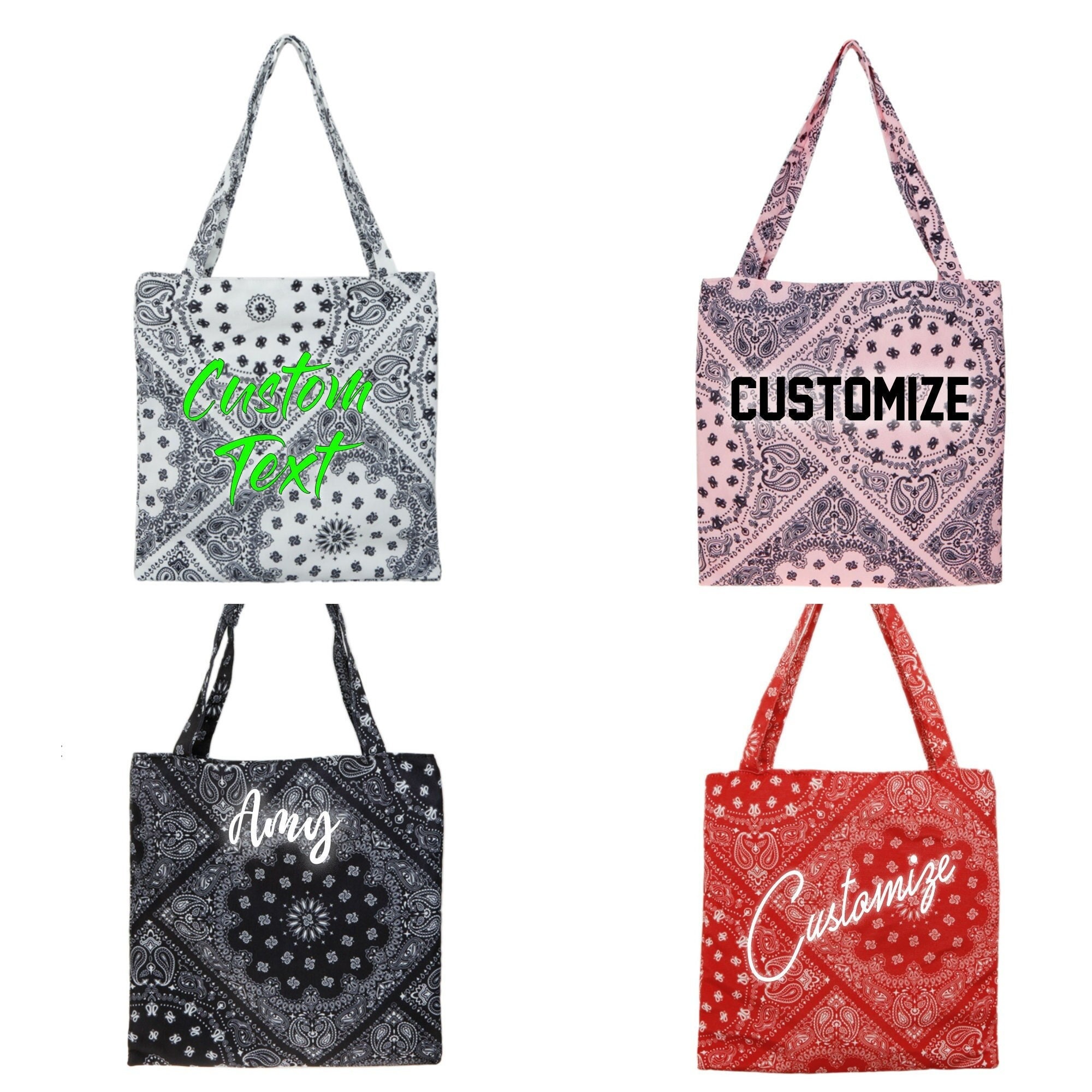 Personalized Bandana Paisley Print Tote Bag, Custom Text Reusable Bandana Tote, Bachelorette Party Favors, Wester Boho Theme Party Bag, Logo - Etsy il fullxfull.3725021390 lm9d