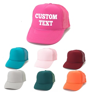Custom Text Single All One Color Bright Trucker Hats, Personalized Bachelorette Party Game Day Hats, Vacation Matching Caps, Foam Mesh Hat