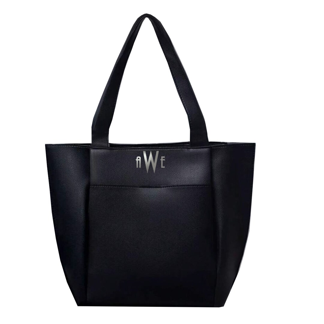 Borsa tote grande in ecopelle con monogramma personalizzato, borsa