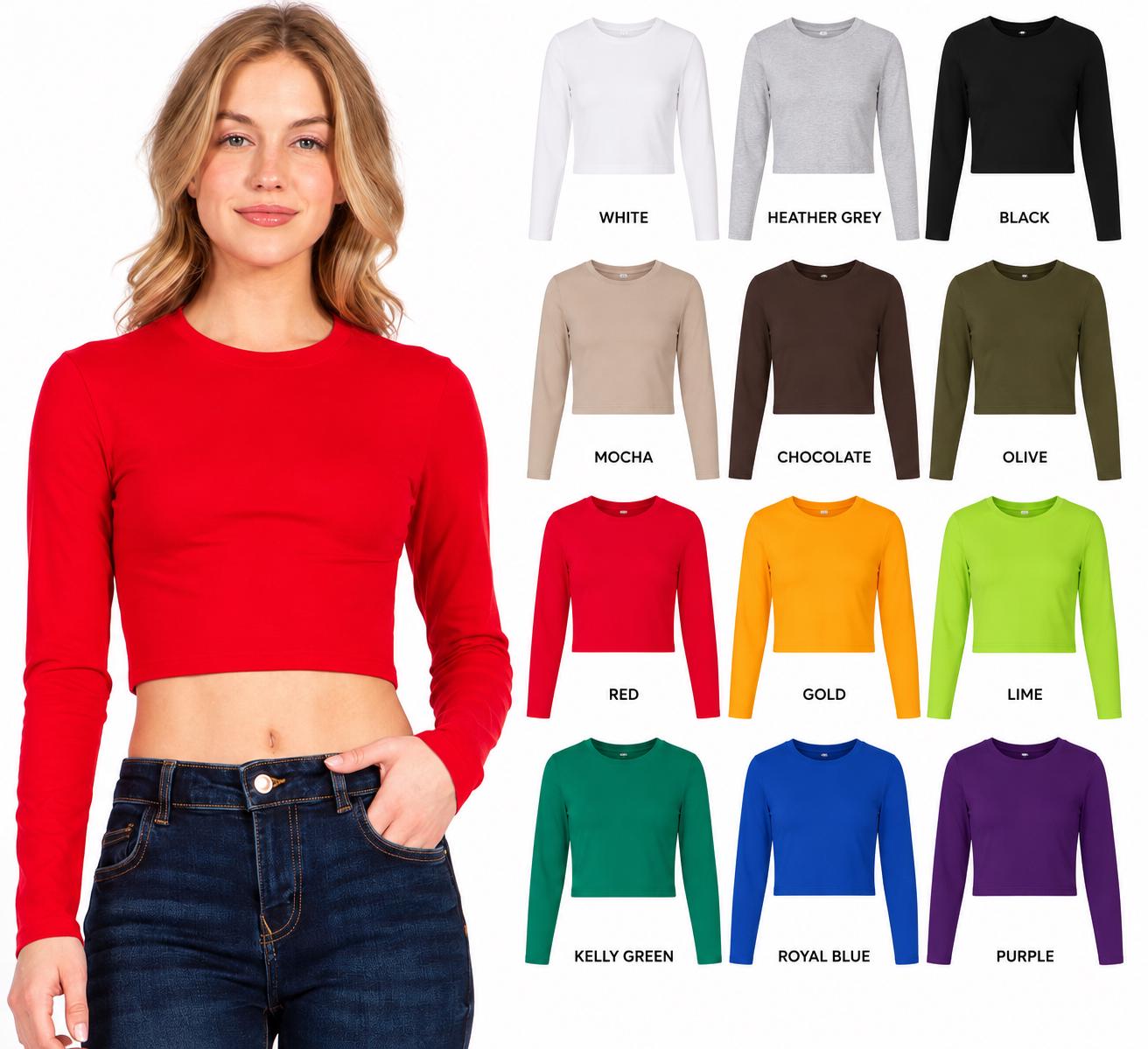 Personalized Women's Long Sleeve Crop Top, Custom Name Shirt