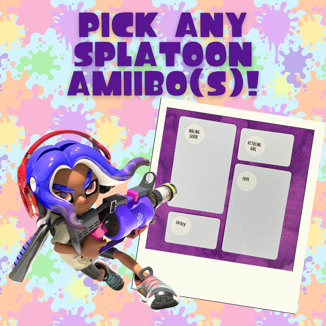 Pick Any Splatoon Amiibos. Minimalist Cards for In-game Play. Includes