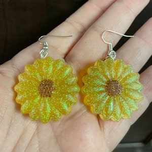 Sunflower Earrings| Custom Sunflower Earrings| Cute Flower Earrings| Floral Dangles| Statement Earrings