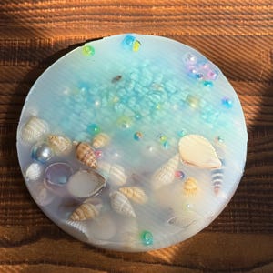 Beach Theme Picky Pad-  pad  theme Picky Pad. Fidget toy. Pick, dig, pull. Natural sea shells,pearls and other rocks/stones