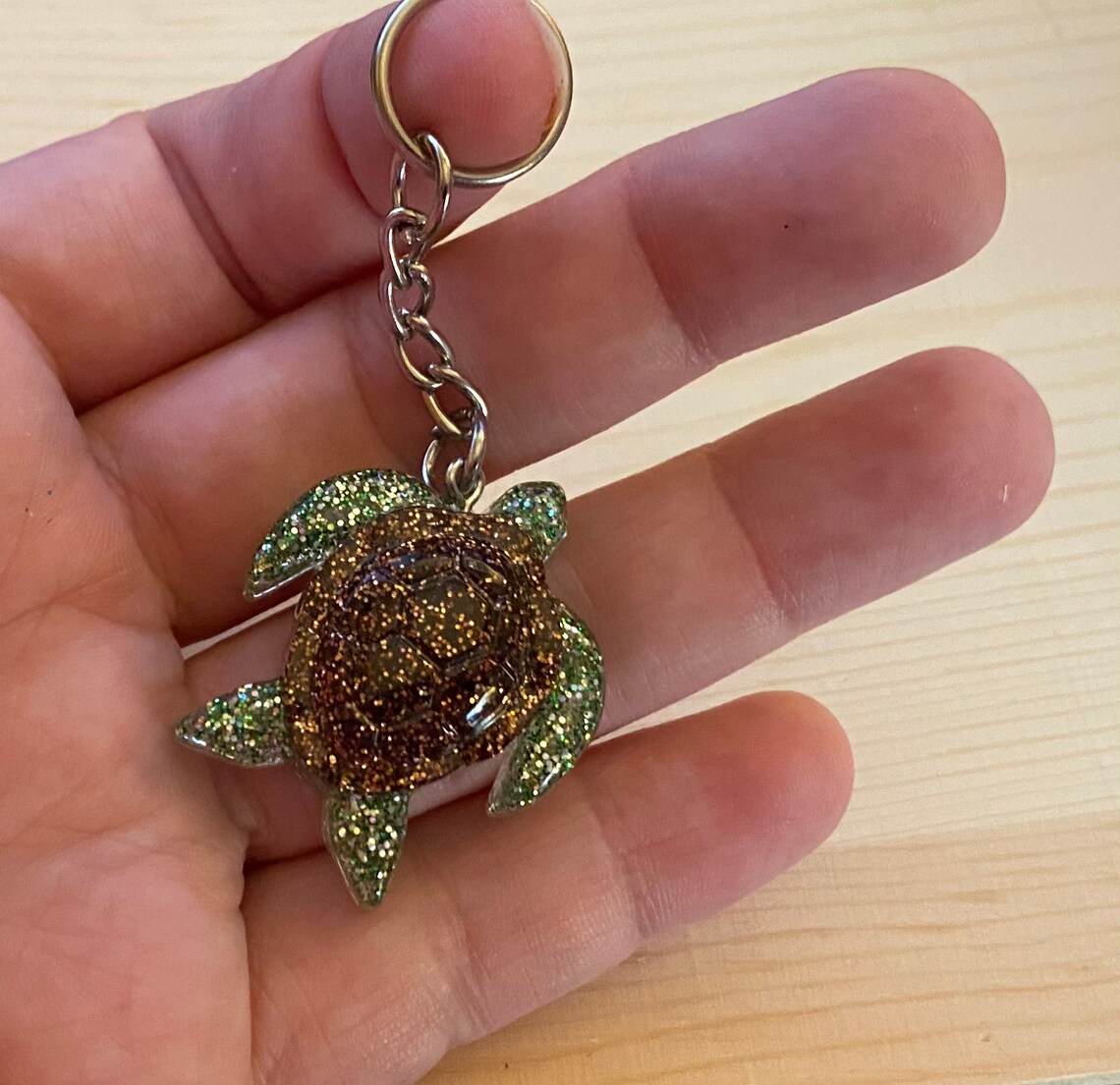 Sea Turtle Keychain Handmade Resin Glitter/Sparkle | Etsy