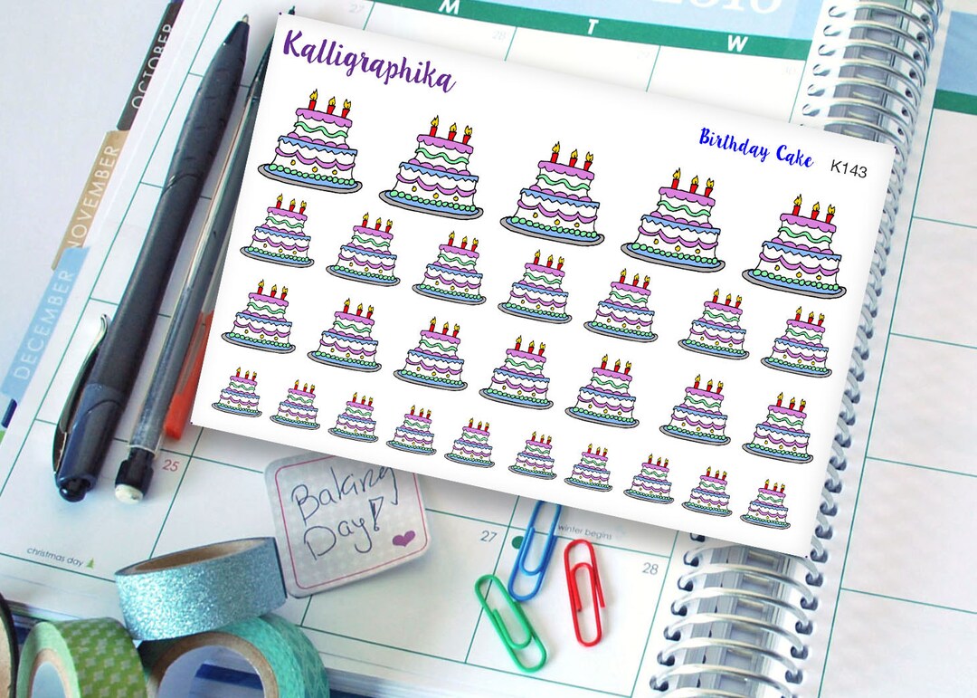 Birthday Cake Stickers in Various Sizes for Marking Birthdays Family ...