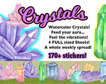 Crystals Weekly Kit 4 Full Sheets Over 170 Beautiful Minerals Gem Stone Earth Tones Healing Geode Druzy Glossy and Matte Erin Condren-KK005