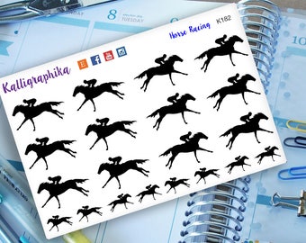 Horse Racing Planner Stickers Functional for Horse Riding Jockey Contest Horseback Farm Animal Glossy and Matte Erin Condren-K182