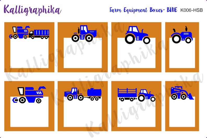 Farm Equipment in Full Half Boxes Planner Calendar Stickers for Homesteading Farming in 5 Colors Glossy and Matte Fit Erin Condren-K006 image 2