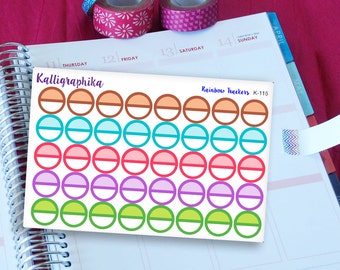 Rainbow Trackers Planner Calendar Stickers Functional Decorative for Task Goals Colors To Do List Medical Glossy and Matte Erin Condren-K115