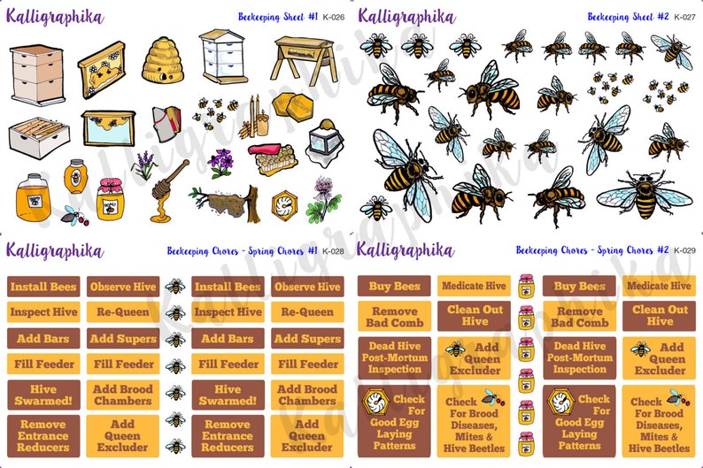 Beekeeping Kit 8 Sheets Full Year Calendar Stickers Functional Etsy