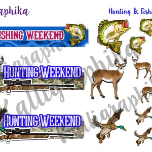 Hunting & Fishing Stickers for Marking Weekends Trips Banner | Etsy