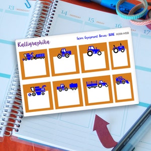 Farm Equipment in Full Half Boxes Planner Calendar Stickers for Homesteading Farming in 5 Colors Glossy and Matte Fit Erin Condren-K006 image 1