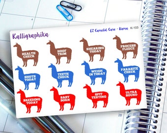 EZ Camelid Care Planner Stickers Functional for Homesteading Farming Animal Llama Alpaca Camel Fiber Glossy and Matte Erin Condren-K103