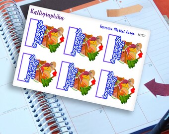 Large Farmer's Market Box Stickers for Planner Calendar Buy Local Green Produce Support Dinner Cooking Glossy and Matte Erin Condren-K172