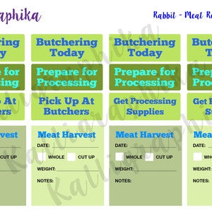 Meat Records Rabbits Planner Calendar Stickers Functional Homesteading Bunny Chores Animal Californian Glossy and Matte Erin Condren-K062 image 2