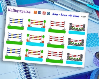 Hurdle Jumps for Horses w/ Boxes Planner Calendar Stickers Functional for Eventing Dressage Riding Glossy and Matte Fit Erin Condren-K189