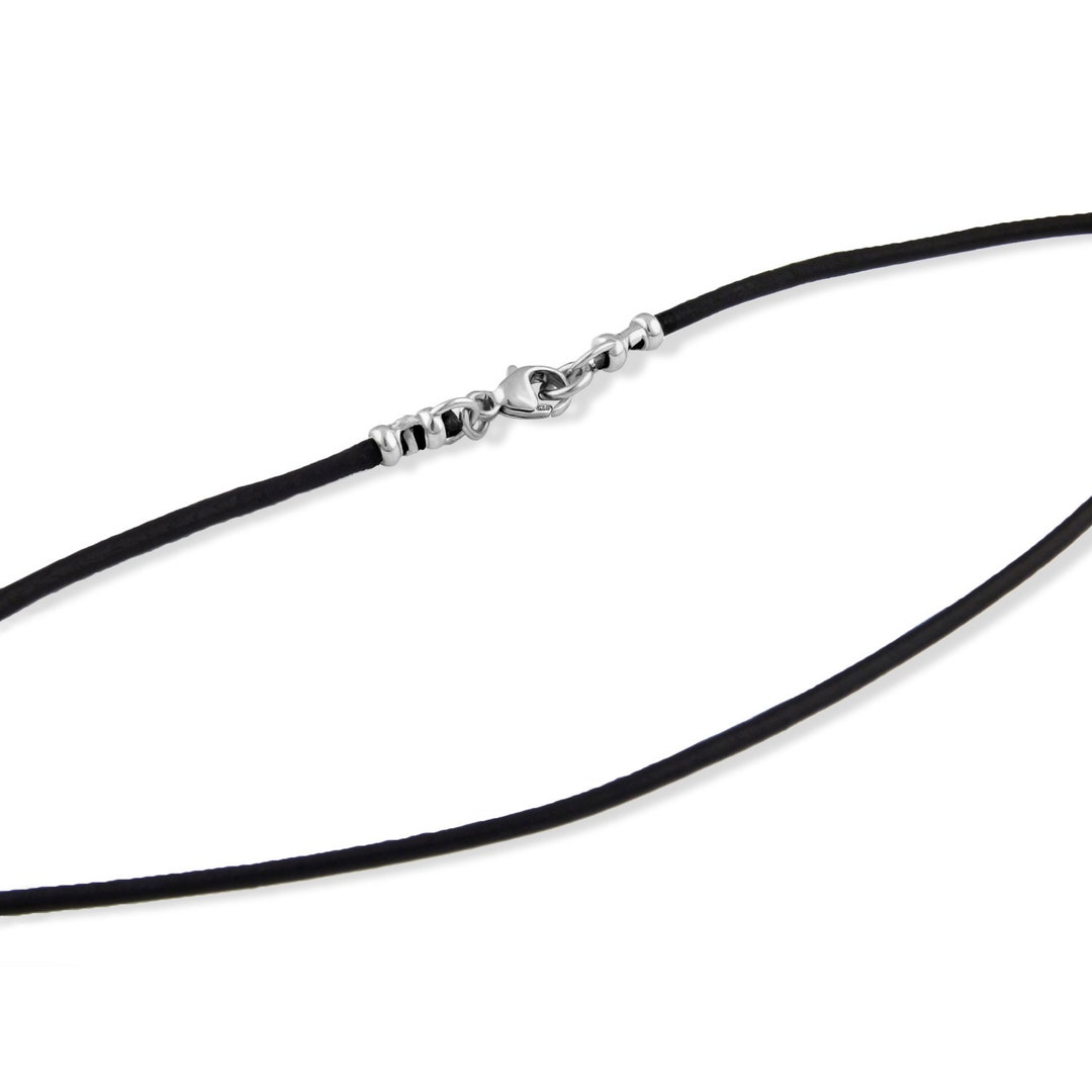 2mm Black Leather Cord Necklace With Sterling Silver Lobster Clasp 12