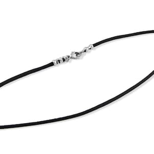 2mm Black Leather Cord Necklace with Sterling Silver Lobster Clasp 12" - 30"