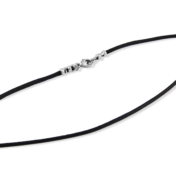 2mm Black Leather Cord Necklace with Sterling Silver Lobster Clasp 12 - 30