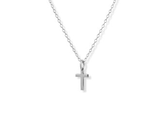 Sterling Silver Plain Cross Pendant Necklace