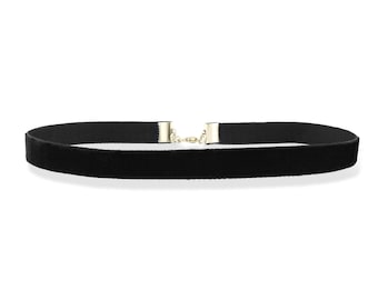 3/8" Black Velvet Choker Necklace 9"-16.5" XS, S, M, L, XL