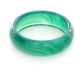 Natural Green Agate Gemstone Plain Band Ring