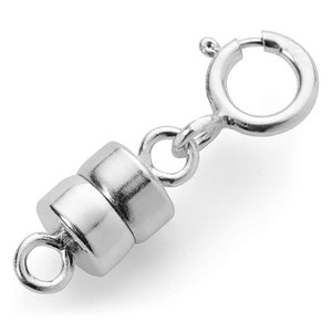 Sterling Silver Barrel Magnetic Clasp with Large Lobster Clasp by