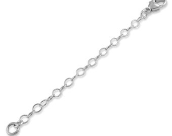 Sterling Silver 3mm Necklace Extender Chain 1", 2", 3", 4", 5", 6"